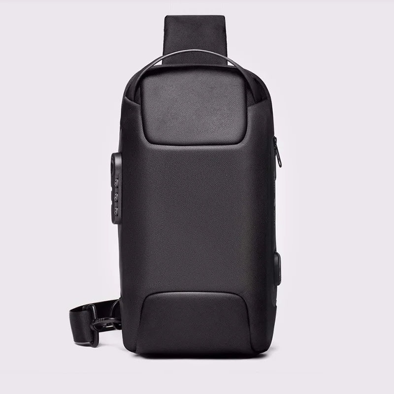 Homens estilingue mochila crossbody saco com porta de carga usb anti-roubo