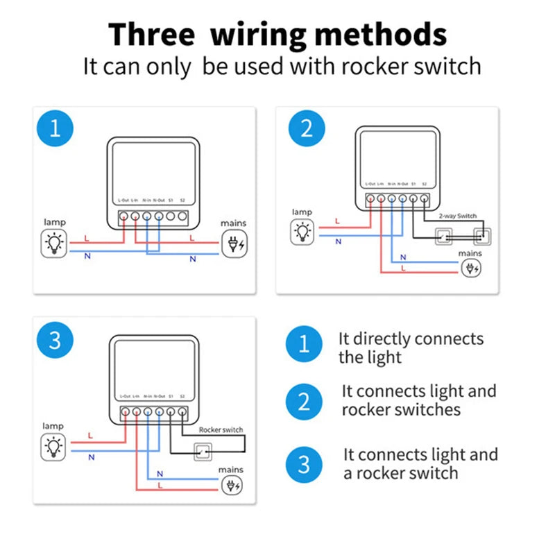 Mini interruptor inteligente sem fio para casa, interruptores de luz DIY, controle de 2 vias, Alexa, Google Home, Cozylife, Xiao Ai App