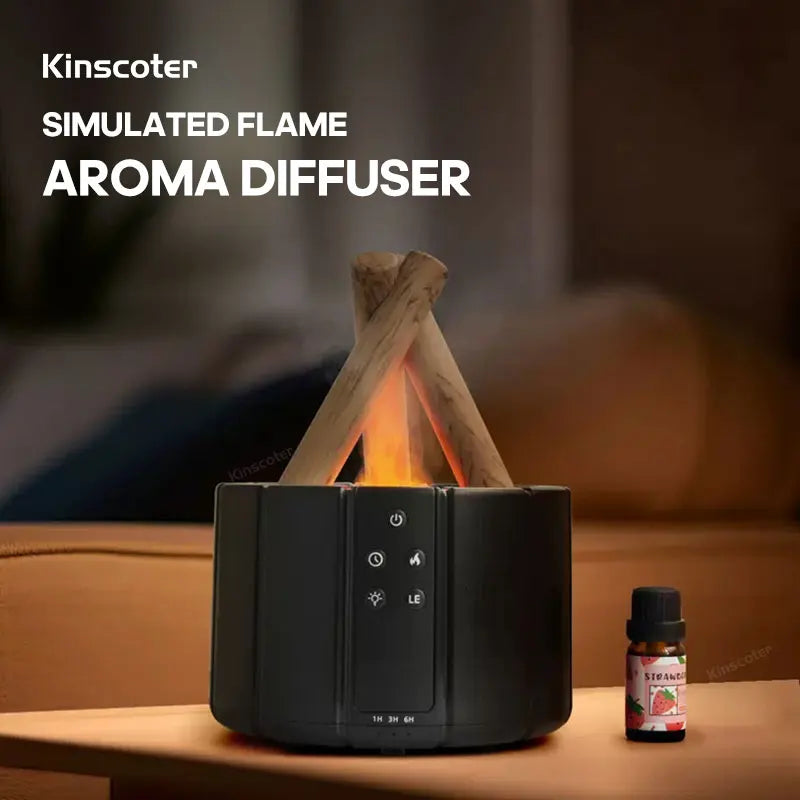 KINSCOTER Simulado Chama Difusor de Aroma Bonfire Umidificador de ar Ultrassônico