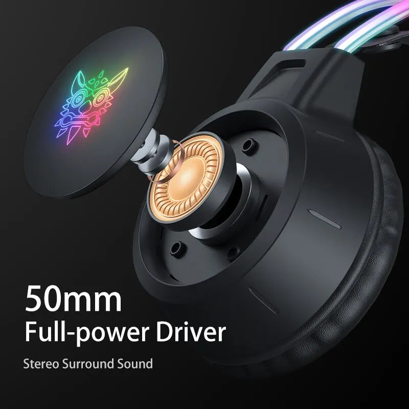 Onikuma x15 pro over-ear fones de ouvido jogos fone de ouvido com fio cancelando fones de ouvido rosa orelhas de gato rgb luz com microfone para pc ps4