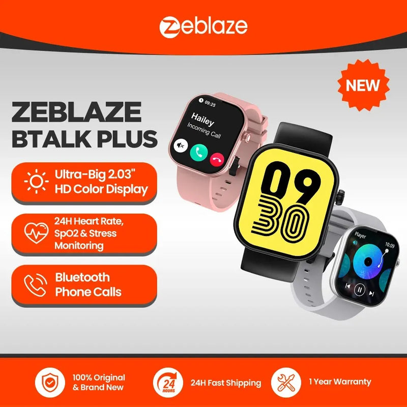 Novo Zeblaze Btalk Plus Chamada de Voz Smartwatch 2.03 ''HD Color Display Saúde e Fitness Rastreamento Relógio Inteligente para Homens Mulheres