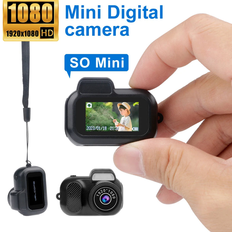 Mini câmera retro portátil com tela, câmera doméstica e externa suporte para micro sd interior e exterior, 1080p HD.