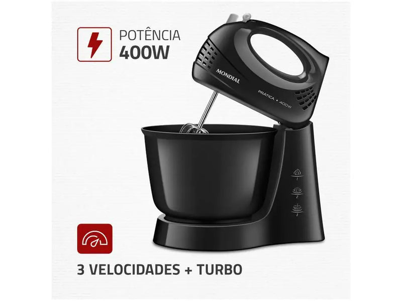 Batedeira Mondial Preta 400W Prática B-44-B - 110V