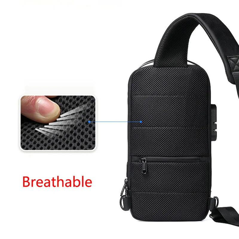 Homens estilingue mochila crossbody saco com porta de carga usb anti-roubo