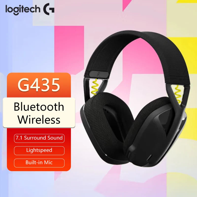 Logitech G435 LIGHTSPEED Bluetooth Wireless Gaming Headset Surround Sound Headphone Over-Ear para PC Laptop jogos e música